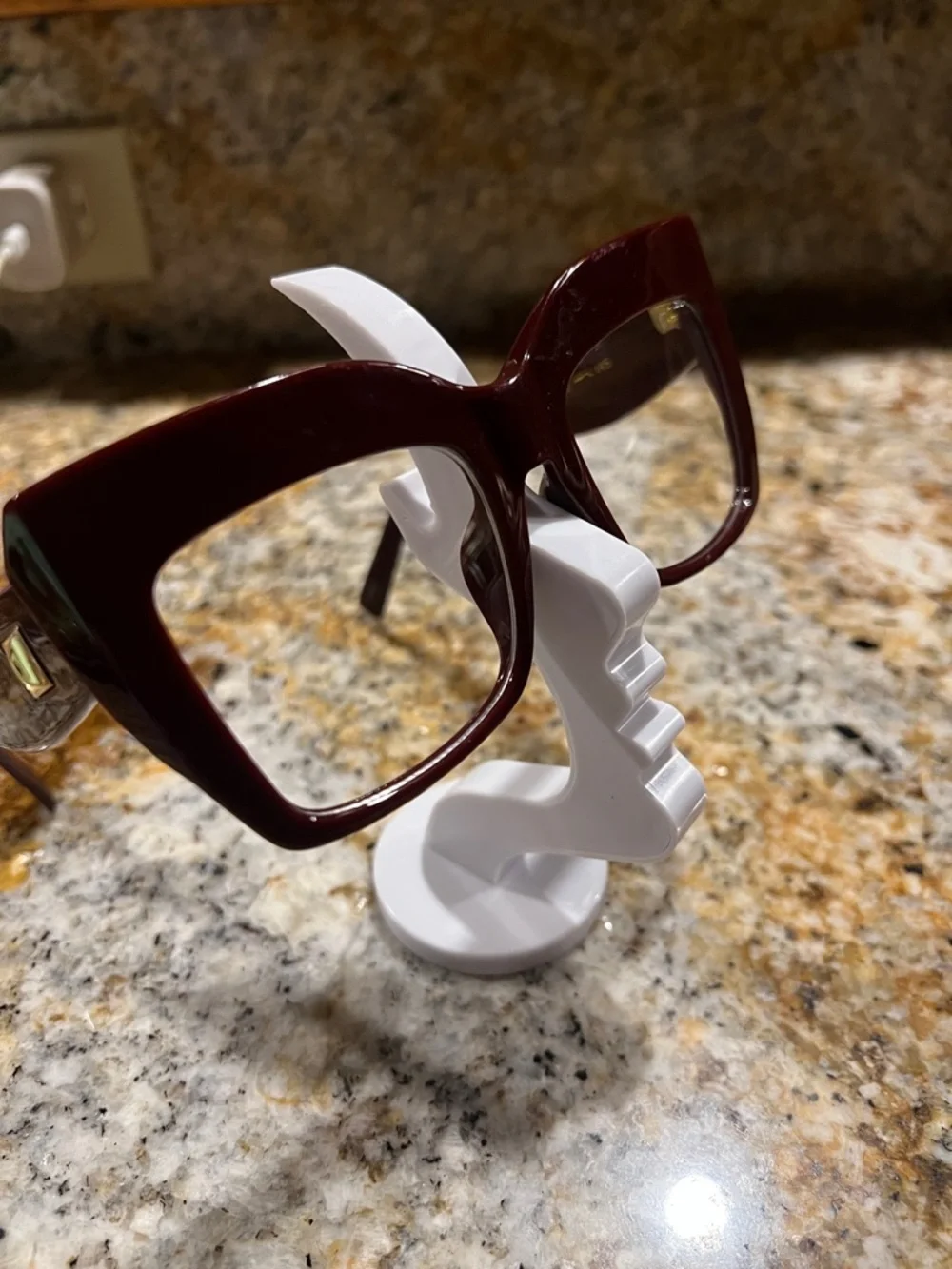 Fashion Chunky Square Eyeglass  in Deep Burgundy